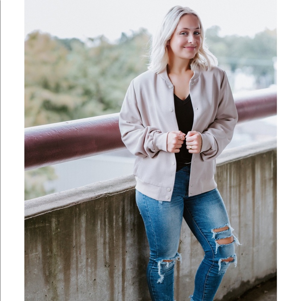 Nude bomber jacket baseball jacket letterman